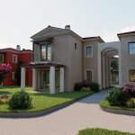 Cluster of modern detached villas with private swimming pools and landscaped gardens in Turkey