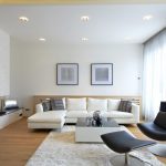 Spacious living room with modern furniture and natural light in a Turkish home